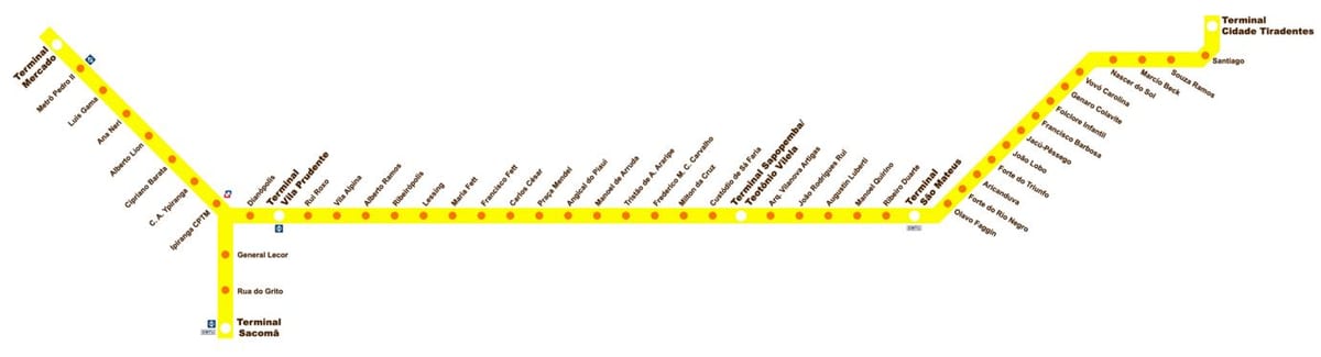 ਨਕਸ਼ਾ ਦੇ ਟਰਮੀਨਲ Sacomã Expresso Tiradentes