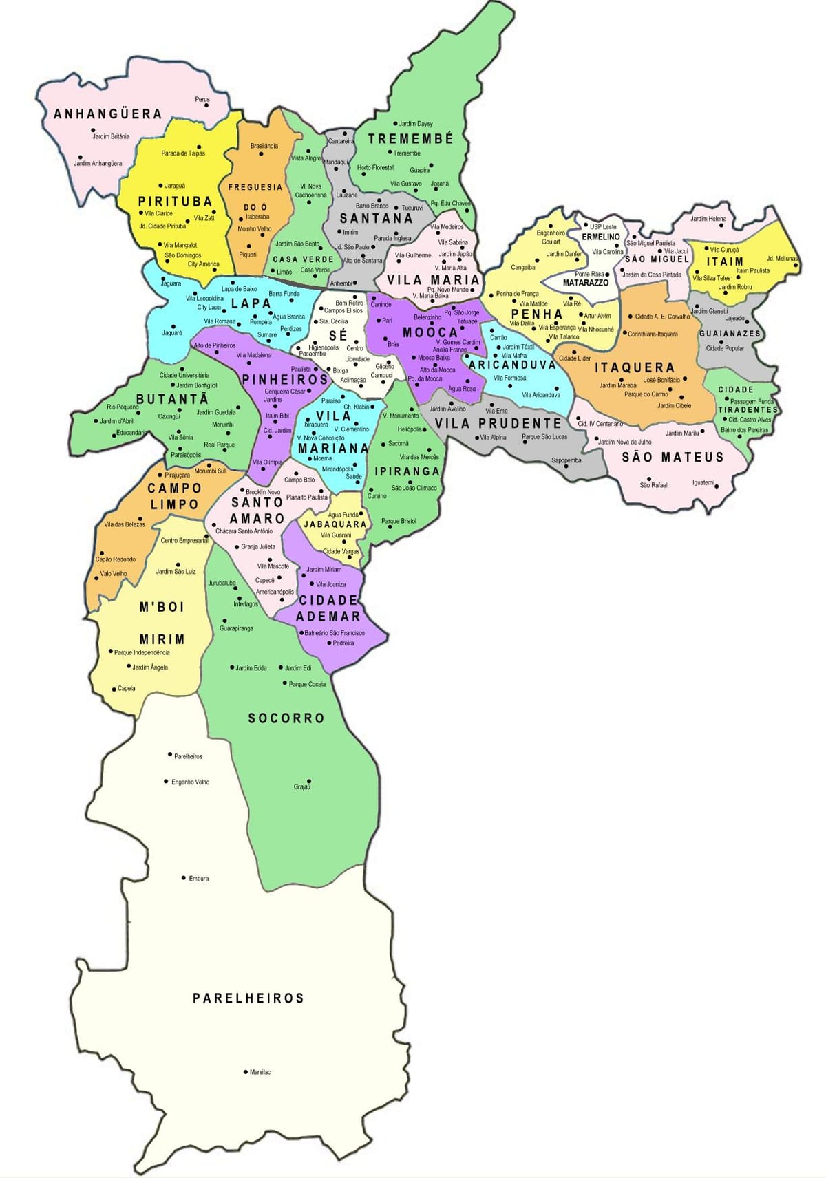 ਨਕਸ਼ਾ ਦੇ ਸਬ-prefectures ਸਾਓ ਪੌਲੋ
