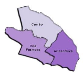 ਨਕਸ਼ਾ ਦੇ Aricanduva-Vila Formosa ਸਬ-prefecture
