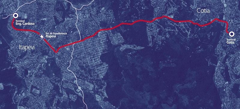 ਨਕਸ਼ਾ ਦੇ corredor ਖੁੰਹਦ metropolitano Itapevi-Cotia