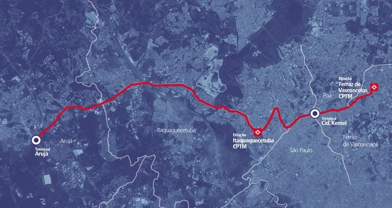 ਨਕਸ਼ਾ ਦੇ corredor ਖੁੰਹਦ metropolitano Perimetral ਆਲਟੋ Tietê