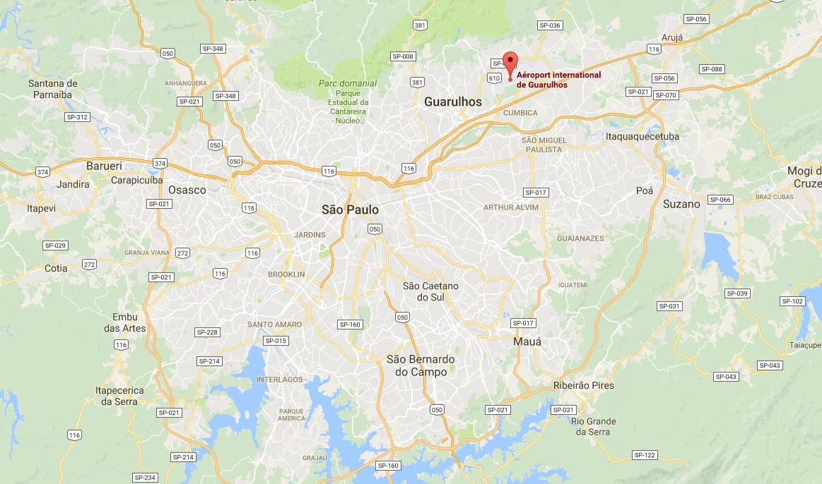 ਨਕਸ਼ਾ ਦੇ ਅੰਤਰਰਾਸ਼ਟਰੀ ਹਵਾਈ ਅੱਡੇ Guarulhos