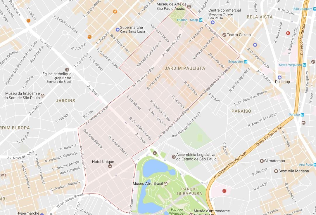 ਨਕਸ਼ਾ ਦੇ Jardim Paulista ਸਾਓ ਪੌਲੋ