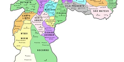 ਨਕਸ਼ਾ ਦੇ ਸਬ-prefectures ਸਾਓ ਪੌਲੋ