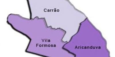 ਨਕਸ਼ਾ ਦੇ Aricanduva-Vila Formosa ਸਬ-prefecture