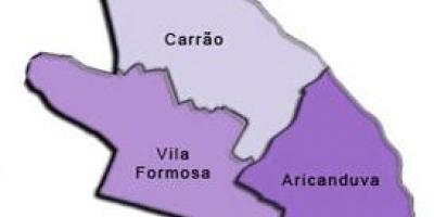 ਨਕਸ਼ਾ ਦੇ Aricanduva-Vila Formosa ਸਬ-prefecture
