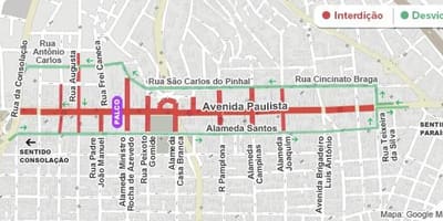 ਨਕਸ਼ਾ ਦੇ Paulista ਐਵਨਿਊ ਸਾਓ ਪੌਲੋ
